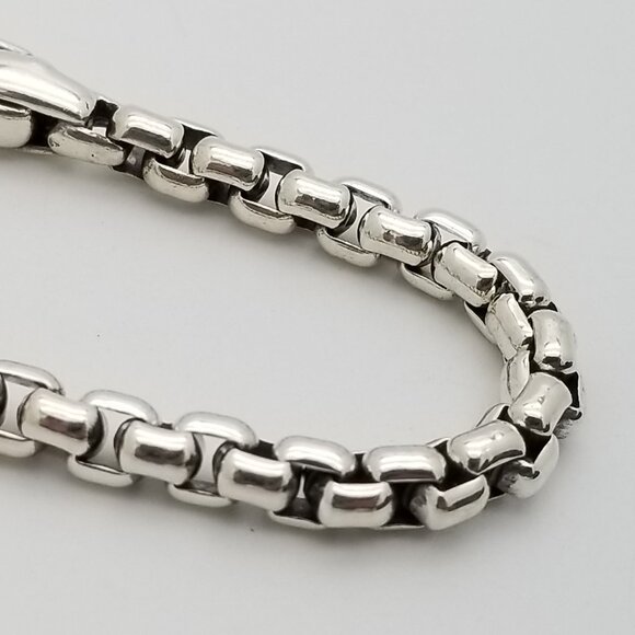David Yurman Sterling Silver Black Diamonds Cross 8" Inch Box Chain Bracelet - Picture 9 of 9